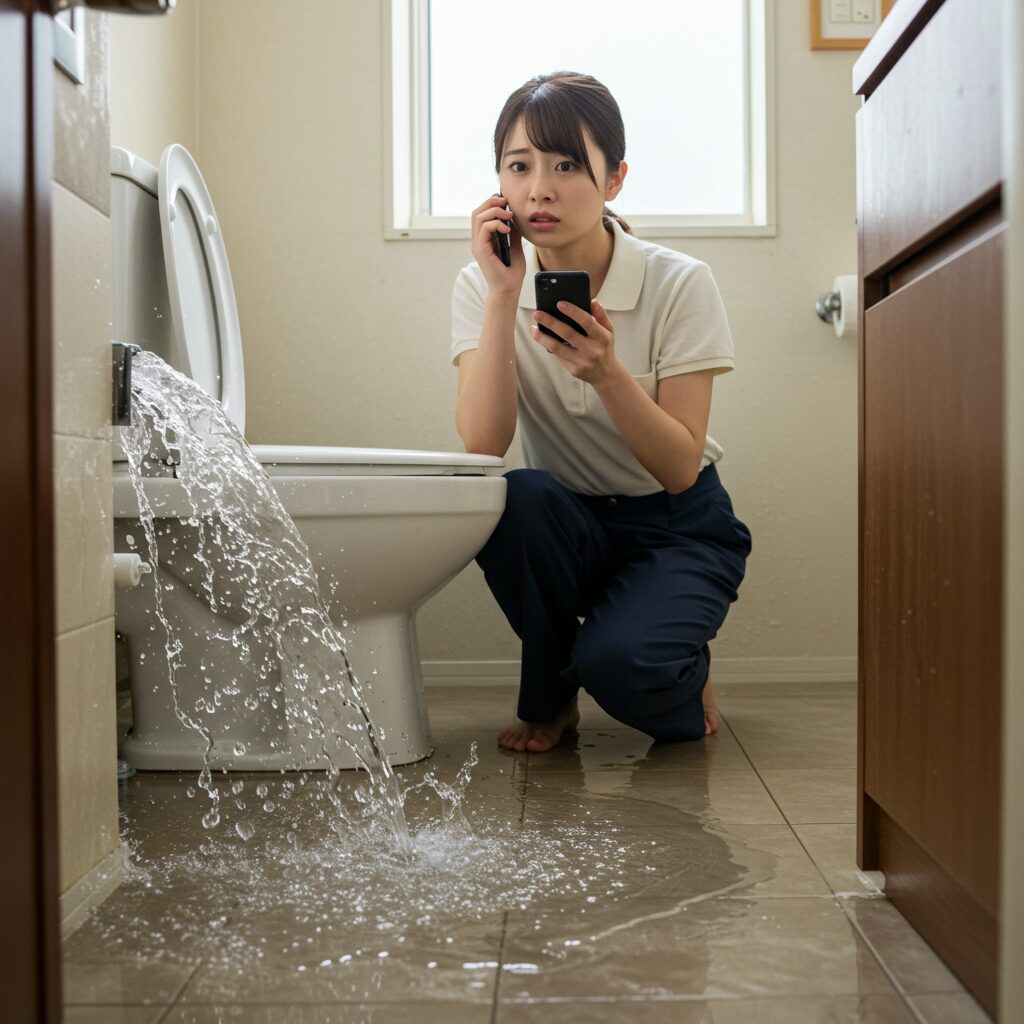 トイレまわりの交換部品をわかりやすく説明しています。便器と床のつなぎ目、水タンクと便器のつなぎ目、水タンクの内のプラスチック製のフロートバルブ、止水栓、便座とウォシュレット本体、ウォシュレットと洗浄便座の給水ホースなどが対象です